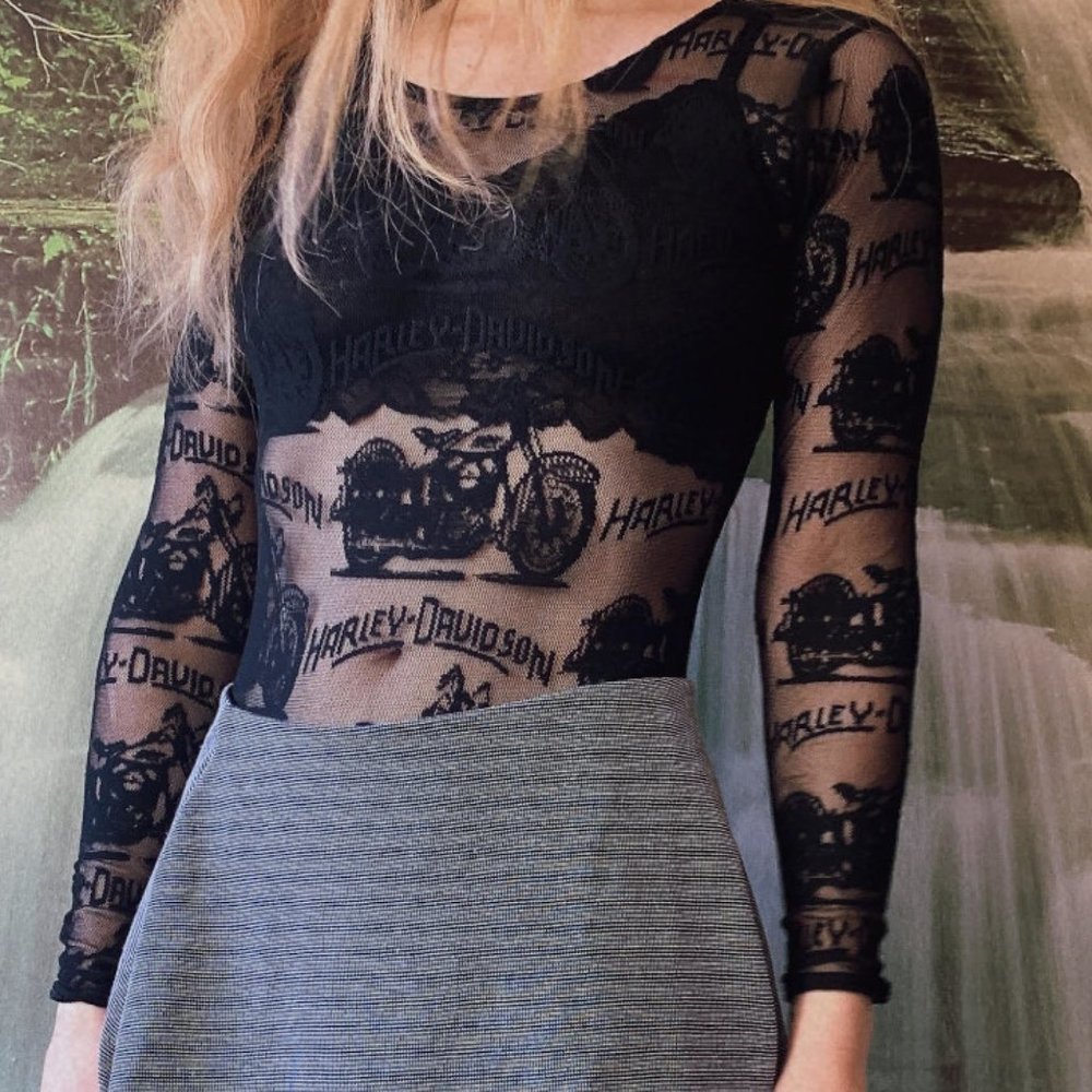 Harley-Davidson Black Mesh Bodysuit Size S